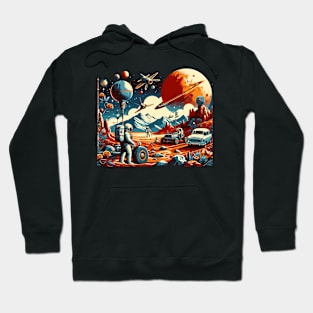 Red Planet Rendezvous: 1950s Martian Safari Hoodie